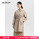 HONRN HH33OF393 红人休闲气质系带收腰显瘦风衣外套女春秋中长款