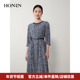 收腰显瘦连衣裙女春秋款 HONRN 红人气质桑蚕丝真丝修身 HH11OL063