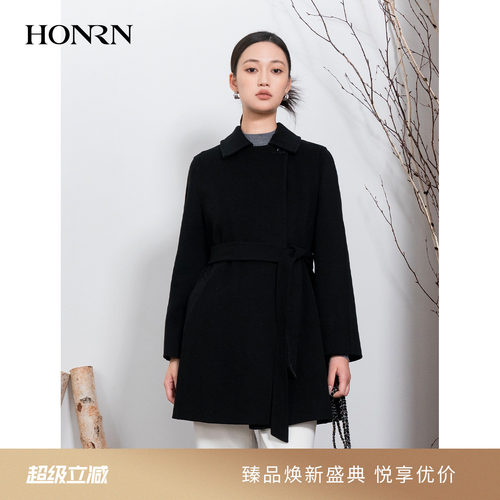 HONRN/红人山羊绒羊毛呢大衣外套