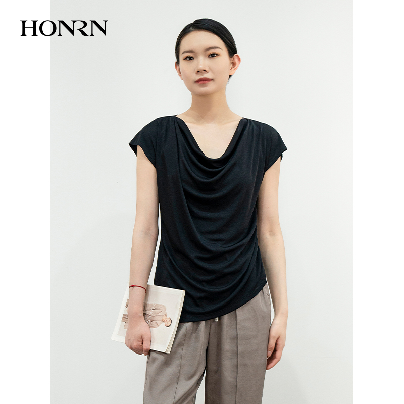 HONRN/红人短袖v领气质女士上衣