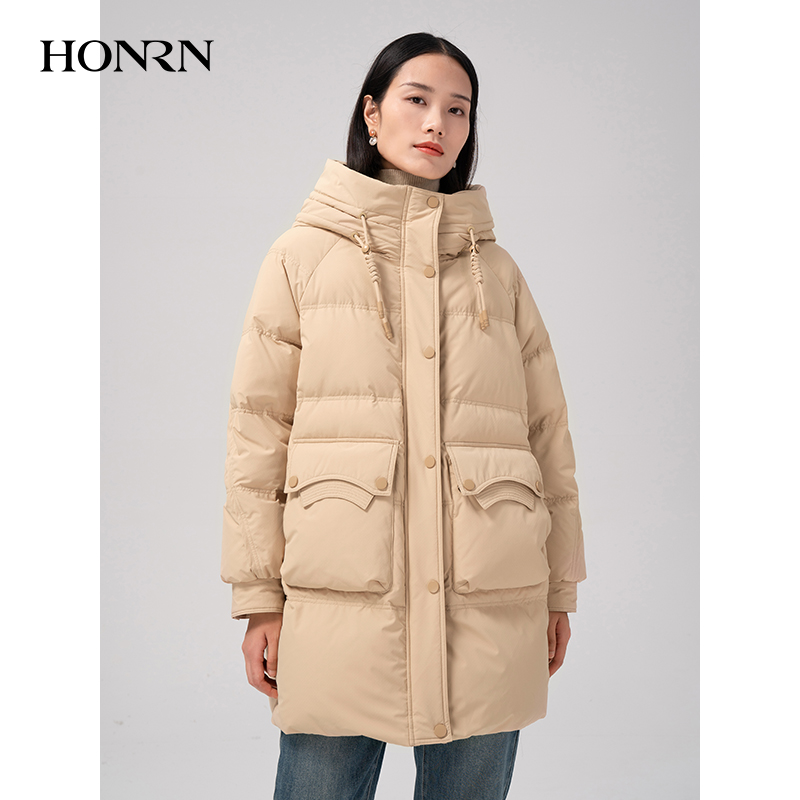 HONRN/红人鸭绒中长款羽绒服外套
