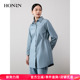 风衣外套女春秋HH11OF791 领收腰显瘦中长款 HONRN 红人单排扣衬衫