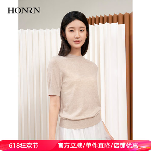 HONRN/红人圆领显瘦羊毛针织衫