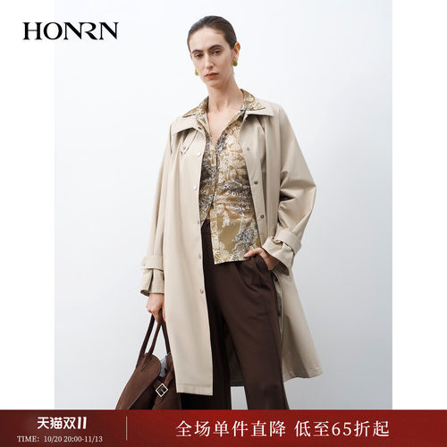 红人直筒休闲立领中长通勤风衣女