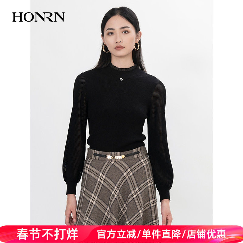 HONRN/红人修身高领打底羊毛衣针织衫内搭上衣女秋冬HI55OM103