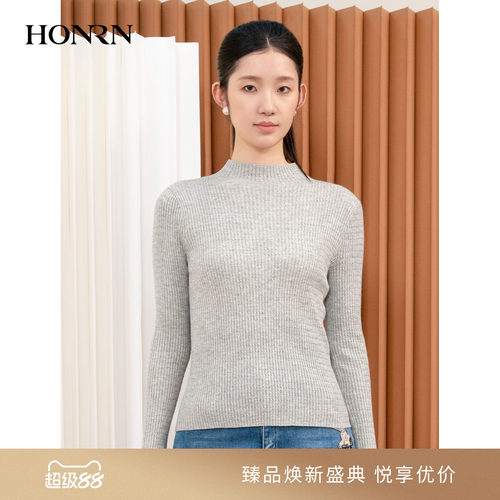 HONRN/红人半高领羊毛针织衫上衣