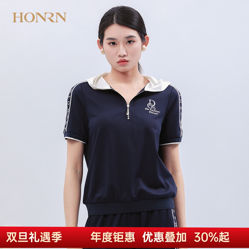 HONRN/红人连帽套头针织衫上衣