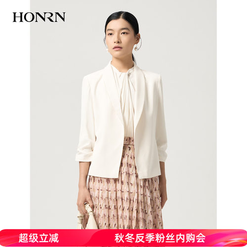 HONRN/红人青果领七分袖西装外套