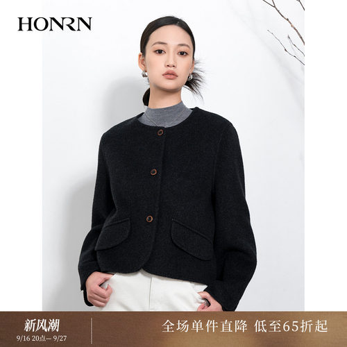 HONRN/红人双面山羊绒羊毛呢大衣