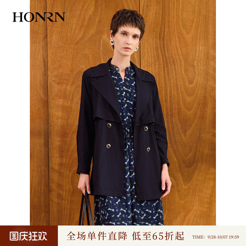 红人老钱风双排扣风衣女春