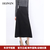 收腰显瘦a字毛呢裙子半身裙女秋冬长款 HONRN 红人修身 HK59OQ080