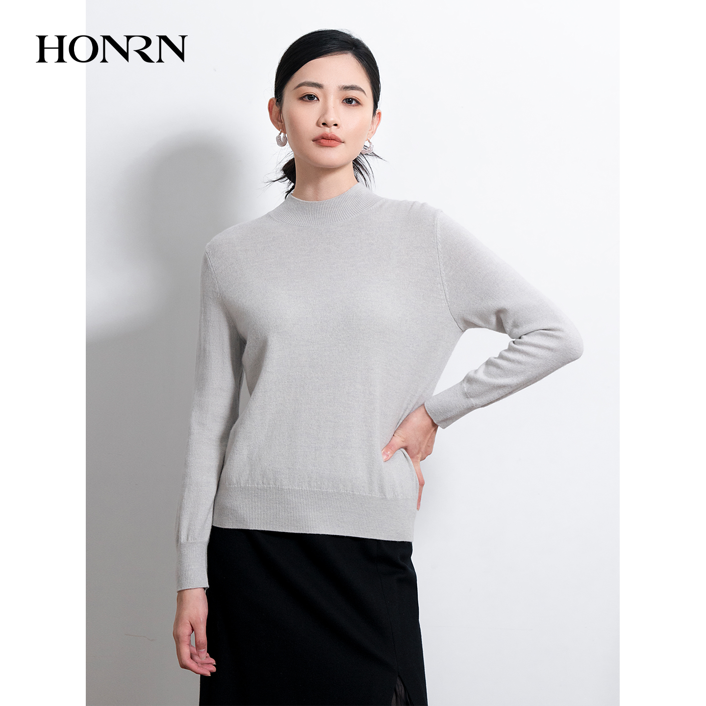 HONRN/红人半高领羊毛打底针织衫