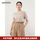 HONRN t恤上衣女夏HH22OM672 套头针织衫 红人宽松薄款 圆领条纹短袖