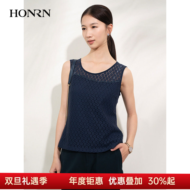 HONRN/红人蕾丝镂空无袖背心上衣