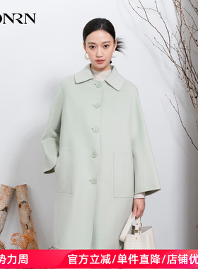 HONRN/红人中长款单排扣双面羊毛呢子大衣外套女秋冬HI55OD057