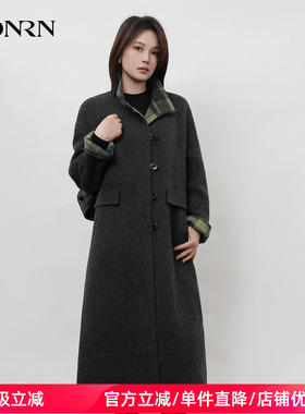 HONRN/红人中长双面羊驼毛羊毛呢子气质大衣外套女秋冬HK59OD002