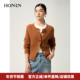 HONRN 红人美拉德马海毛羊毛混纺彩扣针织开衫 女春秋HJ11OM306