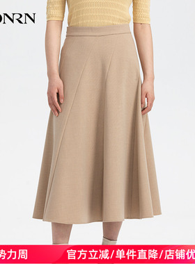 HONRN/红人气质a字修身显瘦裙子半身裙垂坠感长款女早秋HH33OQ492