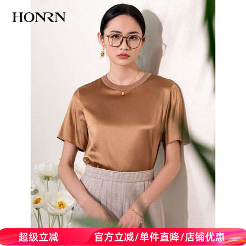 HONRN/红人桑蚕丝真丝t恤上衣