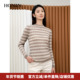打底衫 HONRN 红人复古条纹拼色羊毛针织衫 上衣女春秋HI33OM020