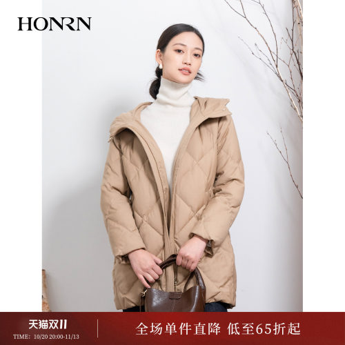 HONRN/红人连帽羊毛白鹅绒羽绒服