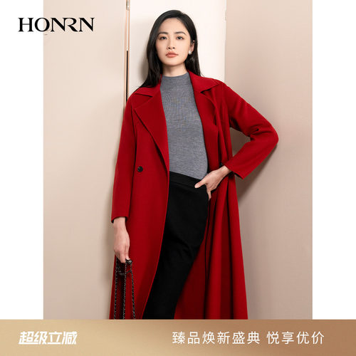 HONRN/红人双面山羊绒羊毛呢大衣