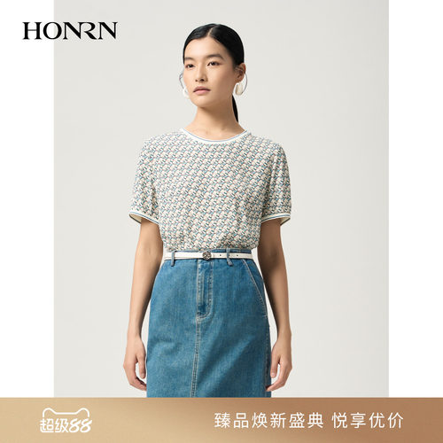 红人宽松撞色印花短袖T恤女