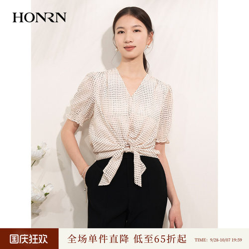 HONRN/红人短袖薄款桑蚕丝棉上衣