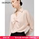 HONRN 女上衣HI39OC528 红人慵懒风胸口捏褶设计感垂感显瘦衬衫