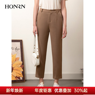 休闲裤 HONRN 裤 子直筒西装 女HI55OK171 红人气质显瘦羊毛呢混纺裤