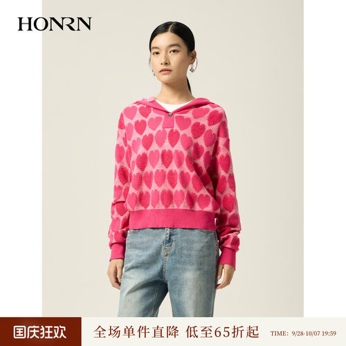 HONRN/红人连帽羊毛棉针织衫上衣