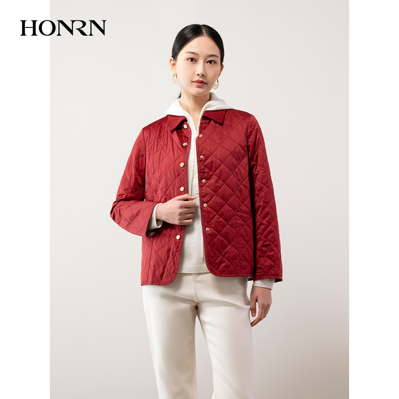 HONRN/红人短款菱格棉衣外套
