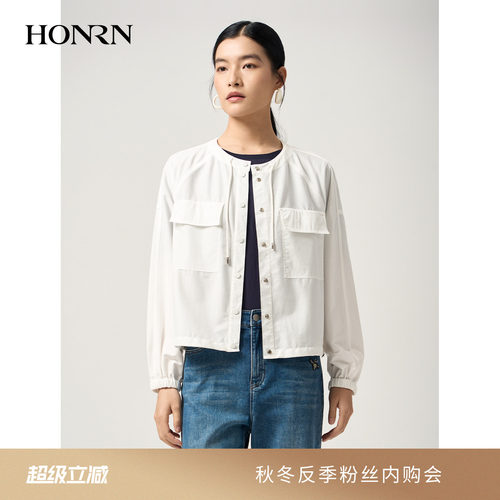 红人白色简约宽松短外套女