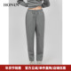 子直筒阔腿运动休闲裤 HONRN 红人宽松松紧腰长裤 女春秋HK39OK033