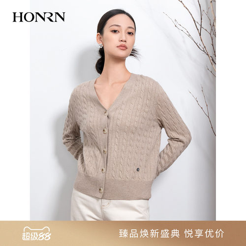 HONRN/红人山羊绒羊毛针织衫开衫