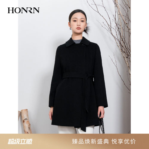 HONRN/红人山羊绒羊毛呢大衣外套
