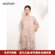 HONRN 红人圆领印花舒适减龄显瘦气质短袖 连衣裙女夏HI22OL427