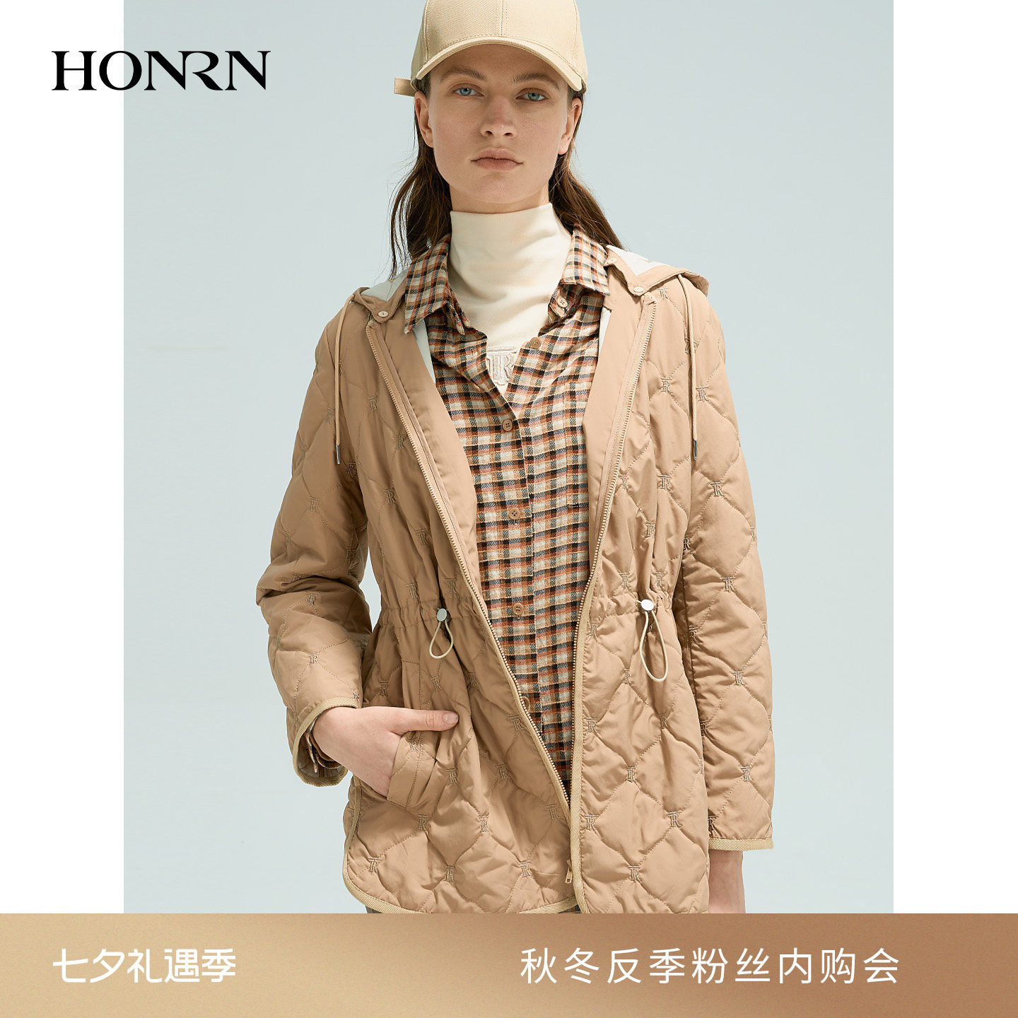 红人可拆卸帽收腰棉服