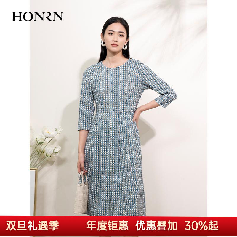 红人碎花雪纺连衣裙中长款