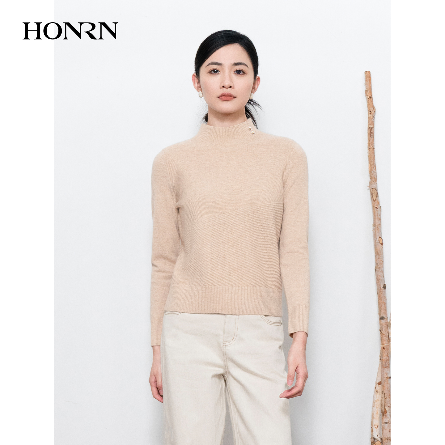 HONRN/红人半高领羊毛针织衫上衣