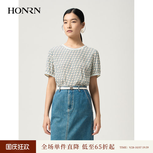 红人宽松撞色印花短袖T恤女