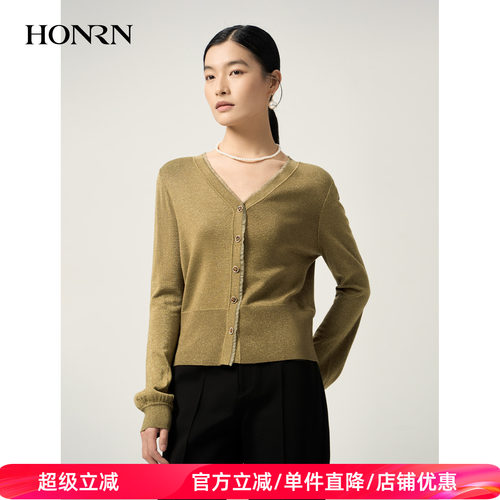 HONRN/红人v领显瘦针织衫开衫