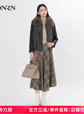 HONRN/红人休闲毛领羊毛仿皮毛一体夹克外套女款秋冬季HH55PM520