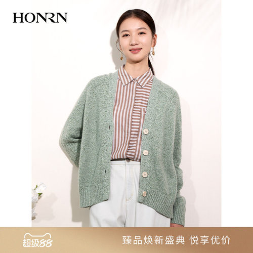 HONRN/红人v领针织衫开衫外套