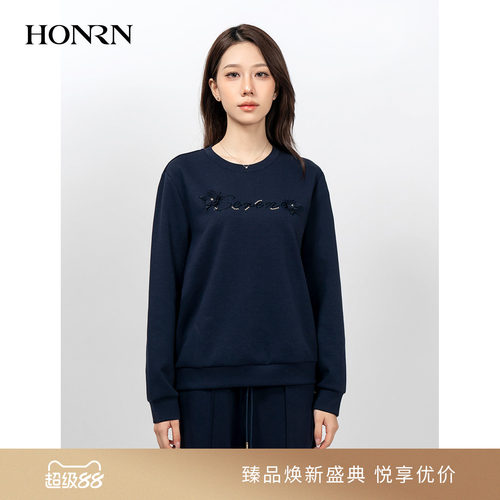 HONRN/红人长袖圆领套头卫衣上衣