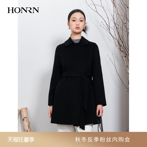 HONRN/红人山羊绒羊毛呢大衣外套