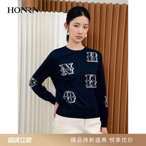 HONRN/红人圆领羊毛衣针织衫上衣