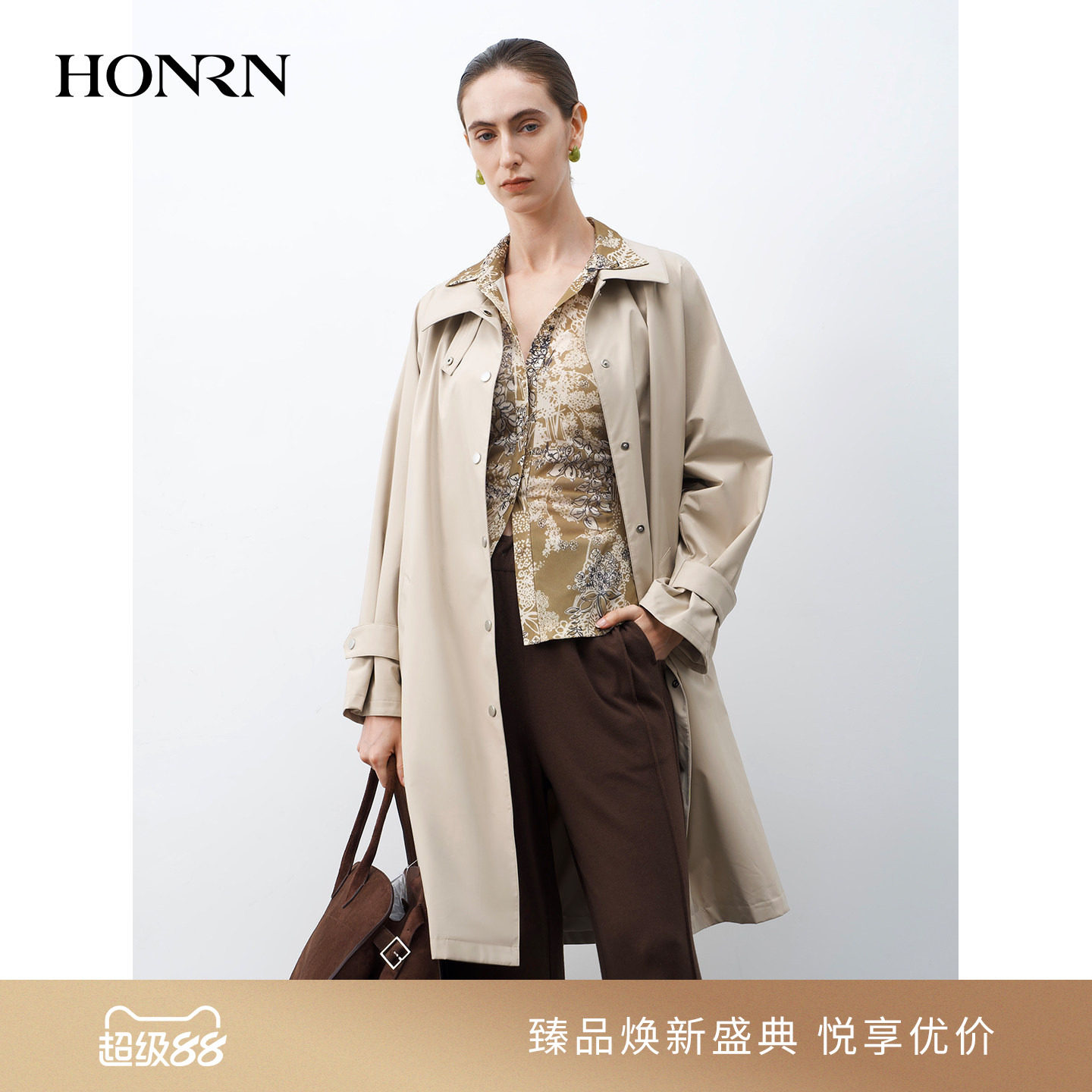 红人直筒休闲立领中长通勤风衣女