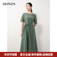 HONRN 红人桑蚕丝棉系带遮肚子收腰显瘦a字连衣裙女夏季 HH22OL651
