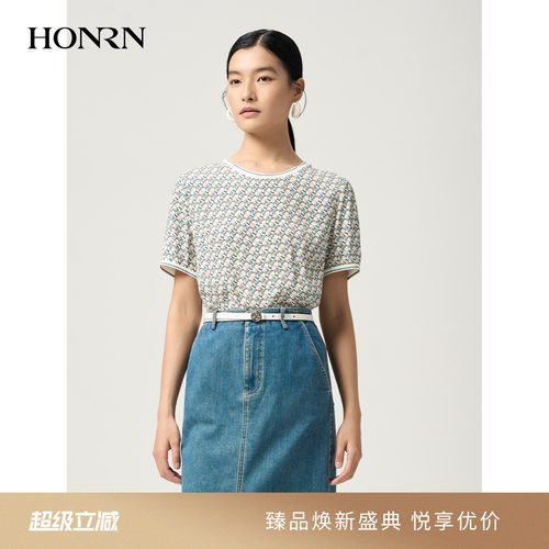 红人宽松撞色印花短袖T恤女